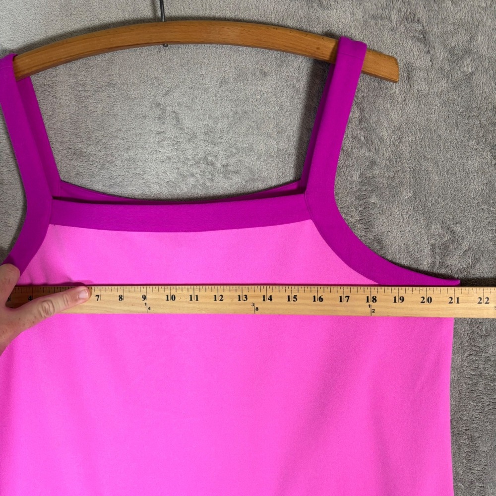Trina Turk Pink Purple Colorblock Shift Dress Sleeveless Square Neck XL Mod - Picture 11 of 12